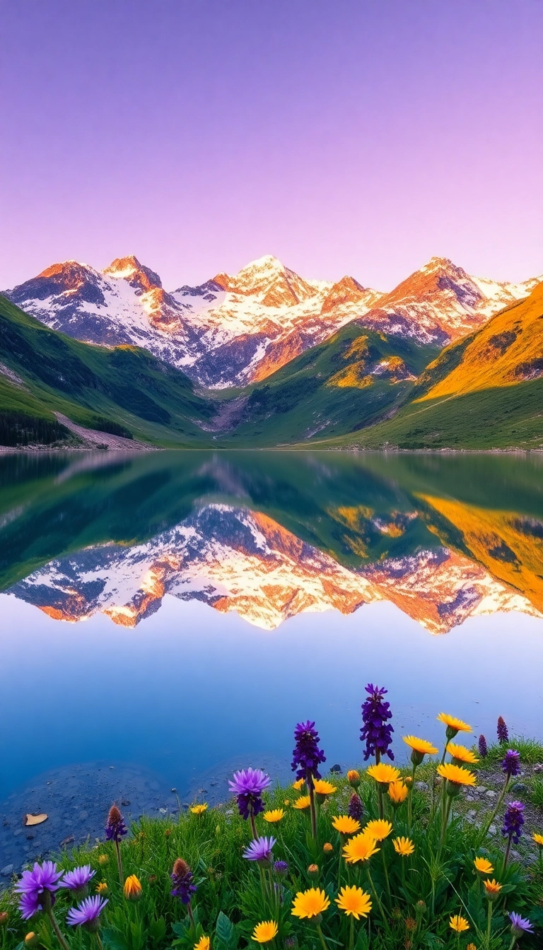 HD iPhone AI Spring Mountain Reflection Elegant Background Royalty-Free Stock Photo
